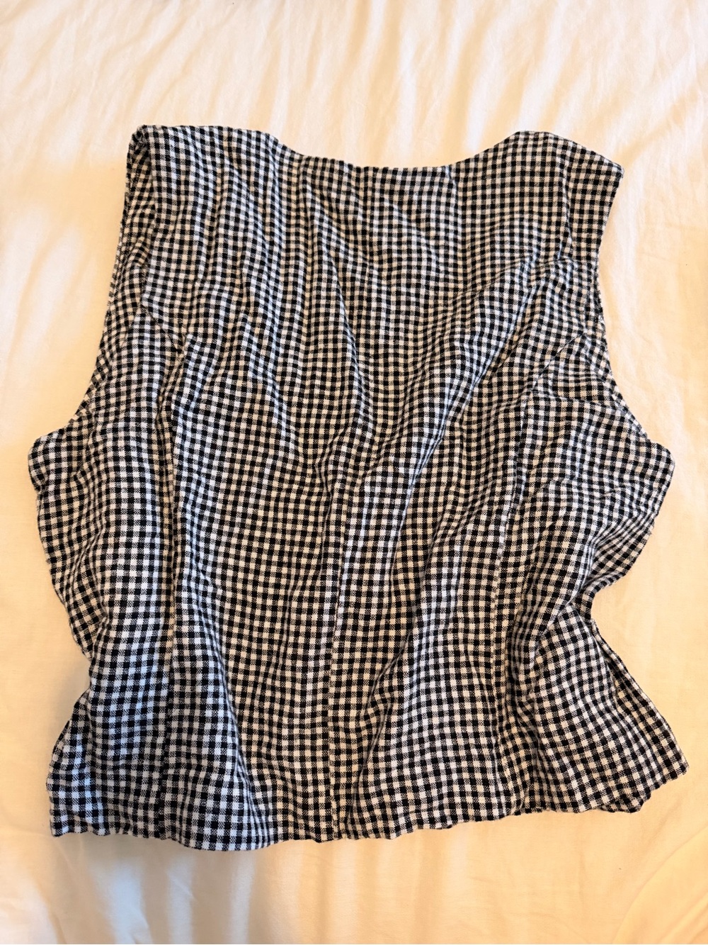 Abercrombie & Fitch Black and White Gingham Tie-Front Camisole - Picture 3 of 4